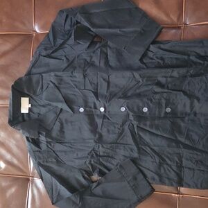 Men's Black Button-Up Pajama Top Small